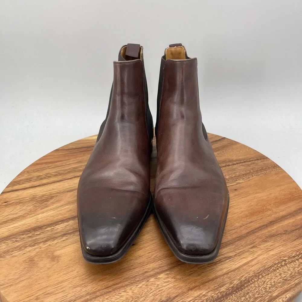 Magnanni Boots Mens Size 11 M Brown Leather Chelsea Ankle Almond Toe Going Out